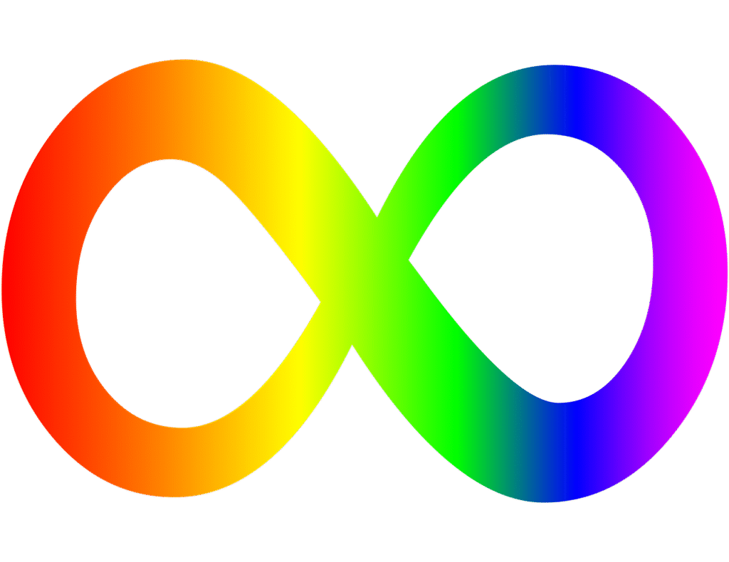 Rainbow colored infinity symbol